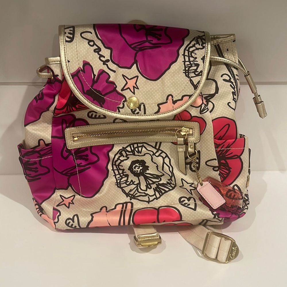 Coach kyra floral poppy backpack